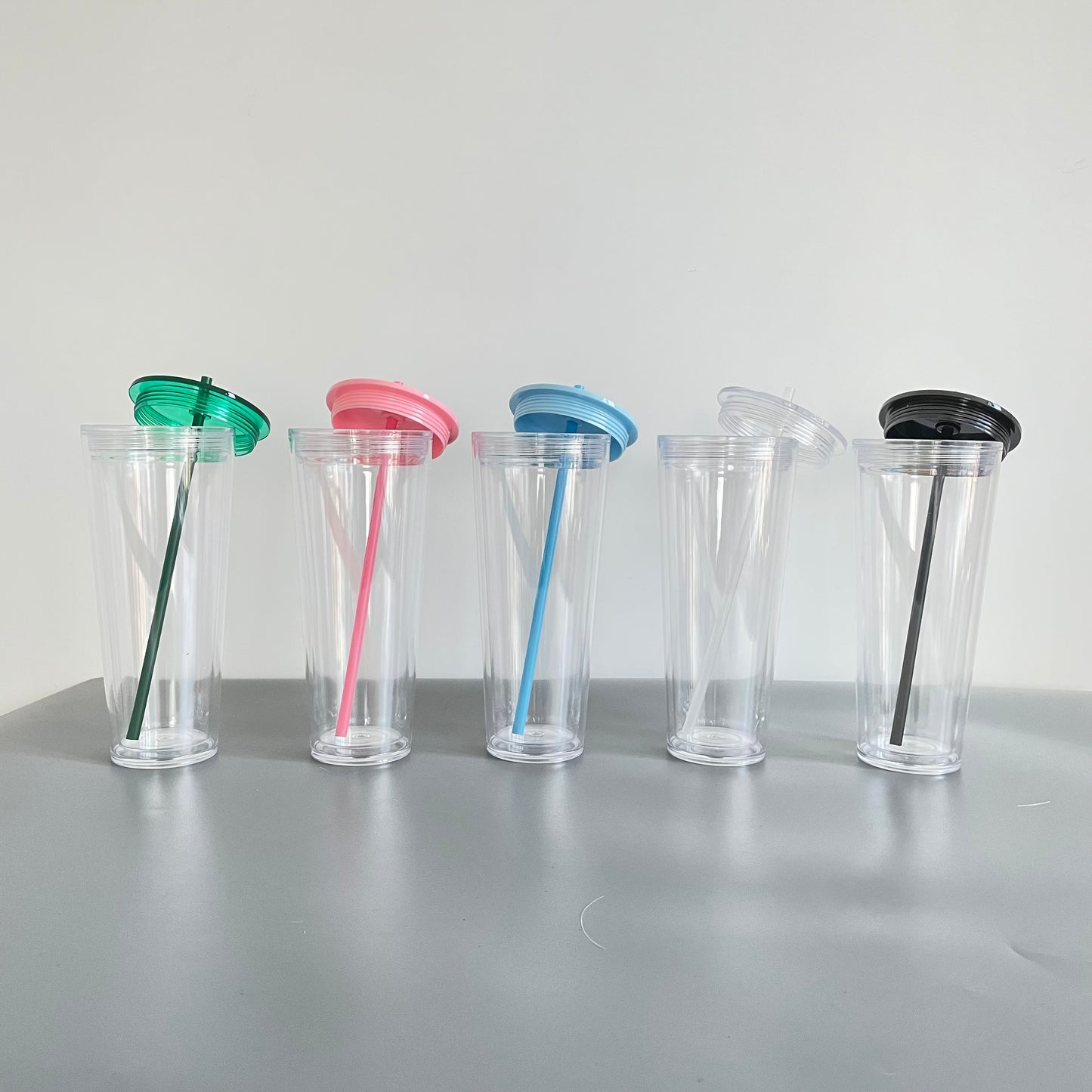 Plastic Lid and Straw for 24oz Double Wall Snow Globe Plastic Cup Tumbler-CNLCA