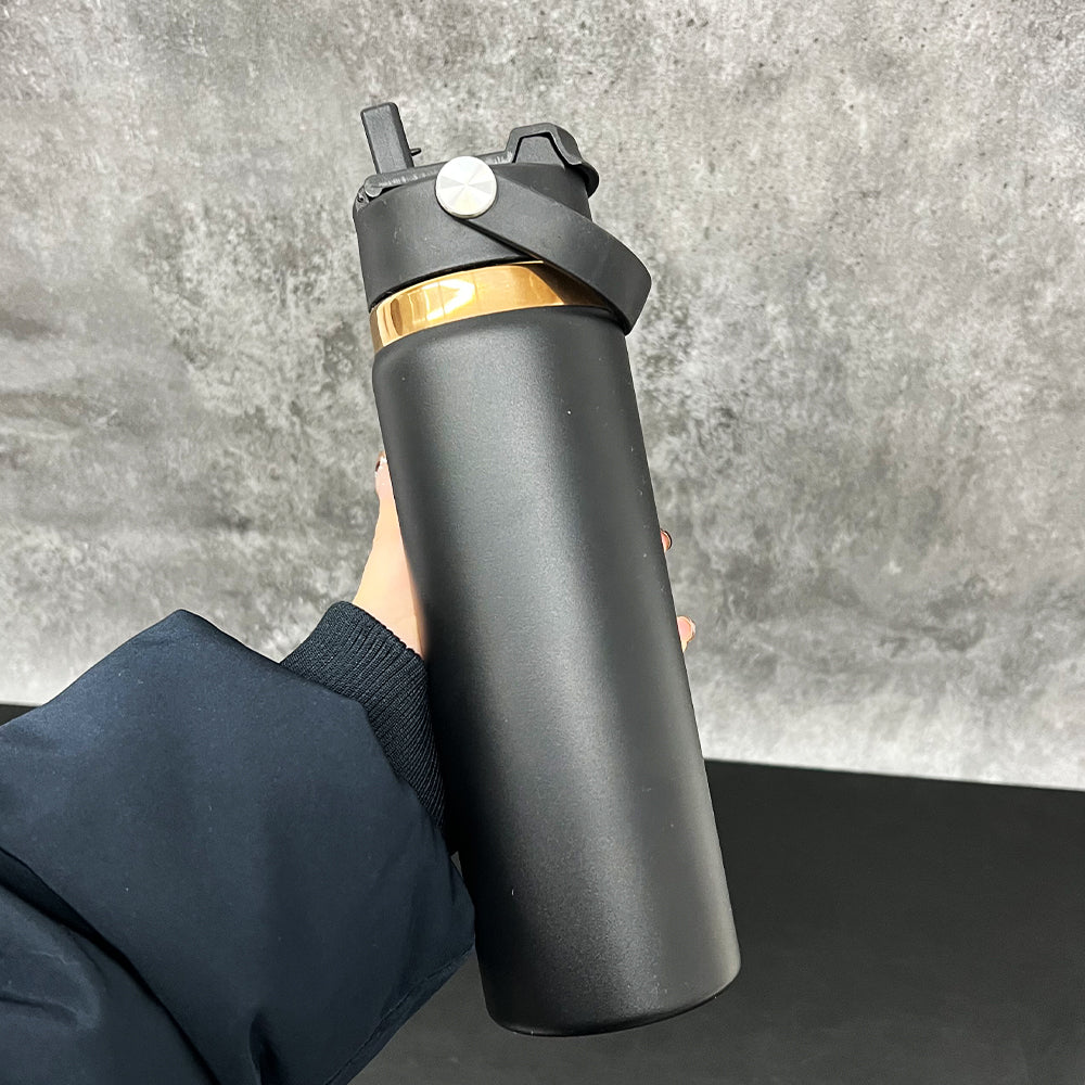 Outdoor Sports 20oz Mirror Copper Underneath Water Bottle wih 2 in 1 Muti-function Flip Top Lid for Laser Engraving-CNLCA