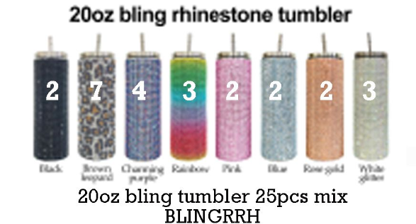 20oz Colorful Bling Rhinestone Straight Tumbler-CNLCA