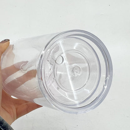 16oz Double Wall Snow Globe Tapered Plastic Cup Tumbler with Predrilled Hole-CNLCA