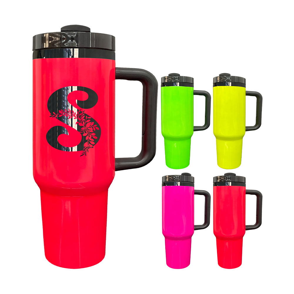 H2.0 40oz Black Underneath Neon Color Quencher Tumblers For Sublimation /Laser Engrave -CNLCA