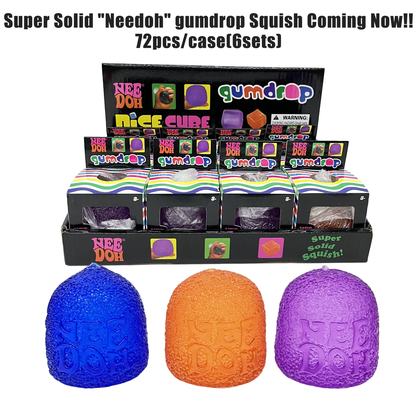 72Pack Needoh Style Iced Gumdrop Squishy Iced Candy Stress-Relief Fidget Toy-CNLCA