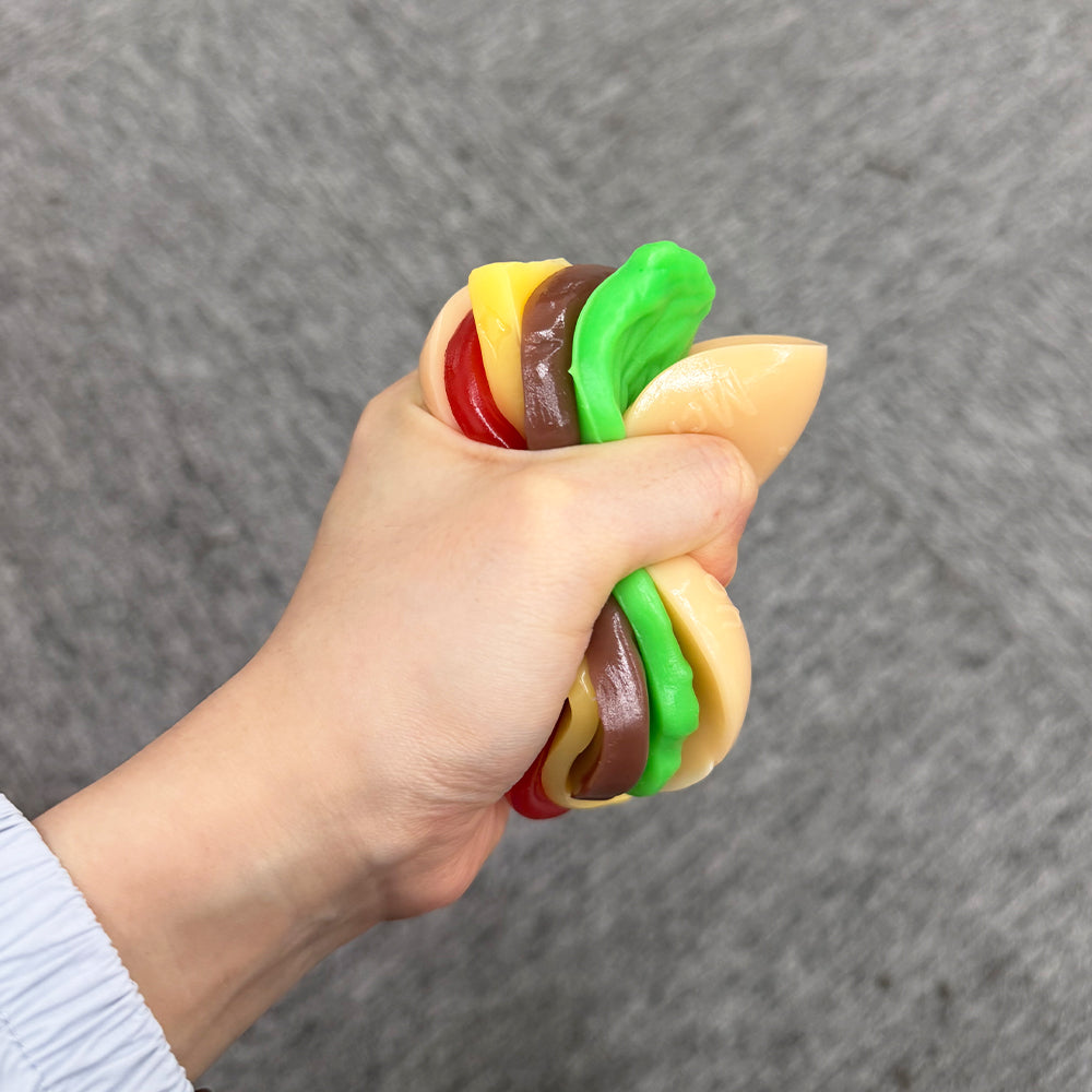 Needoh Style Removable DIY Food Yummy Burger Squish Realistic Tasty Cheeseburger Stress Relief Hamburger Squishy Toy Fidget Squeeze Ball for ADHD-CNLCA