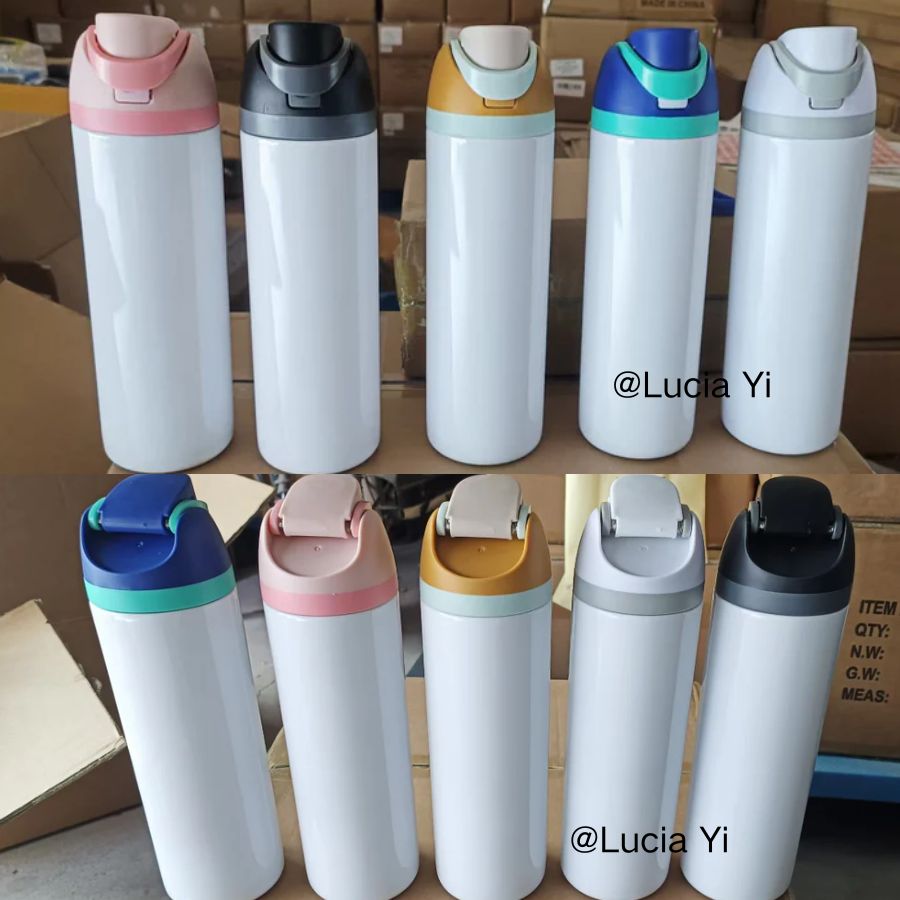 25Pack 24oz Owala Style Blank Sublimation Stainless Steel Tumbler Water Bottle with Color Lid-CNLCA