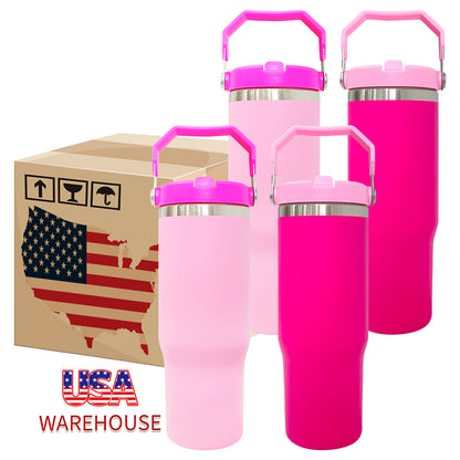 30oz & 40oz Flamingo Pink And Hot Pink Powder Coated Tumblers 20pcs/case-CNLCA