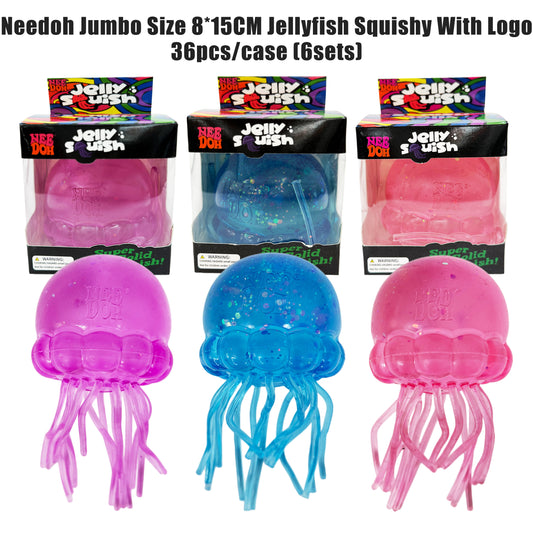 8*15cm NeeDoh Style Jumbo Size Jelly Fish Squishy Jellyfish Fidget Toy for Anxiety Relief-CNLCA