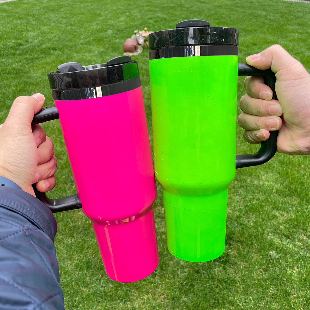 H2.0 40oz Black Underneath Neon Color Quencher Tumblers For Sublimation /Laser Engrave -CNLCA