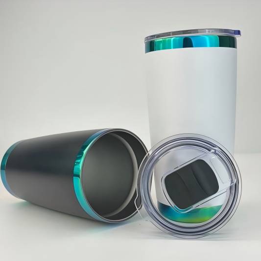 20oz Magnetic Lid Mirror Green Plated Underneath Powder Coated Stainless Steel Coffee Tumbler-CNLCA