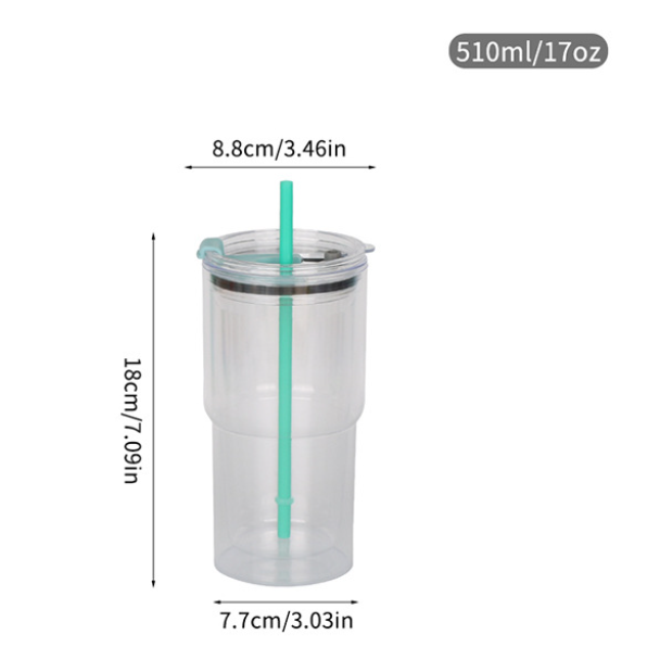 40Pack 17oz Colorful Double Wall Pre Drilled Snow Globe Plastic Tumbler Snowglobe Cup-CNLCA