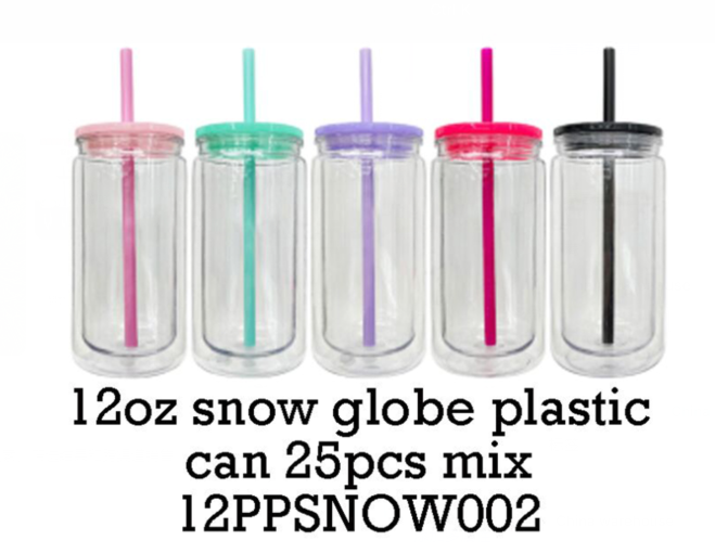 12oz Double Wall Snow Globe Plastic Can-CNLCA