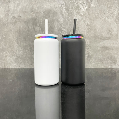 16oz Rainbow Plated Underneath Powder Coated Colored Stainless Steel Metal Can Tumbler-CNLCA