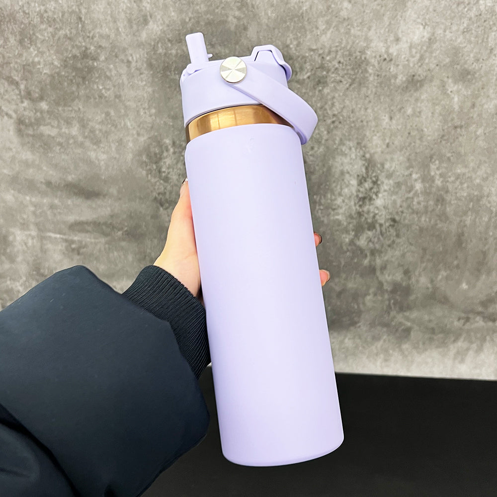 Outdoor Sports 20oz Mirror Copper Underneath Water Bottle wih 2 in 1 Muti-function Flip Top Lid for Laser Engraving-CNLCA