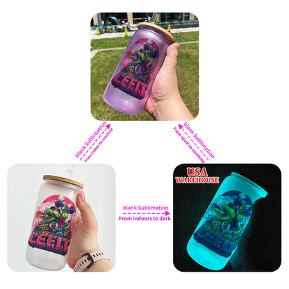 USA Warehouse 16oz Double Change UV Color Change And Glow In The Dark Sublimation Glass Can -USLCA