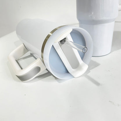 H1.0/H2.0 40oz Sublimation Blanks White Color Travel Mug With Handle 40BR02 -USLCA