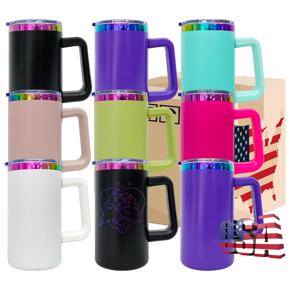 20oz Chubby Rainbow Plated Underneath Car Tumbler Mug with Removable Handle For Laser-CNLCA