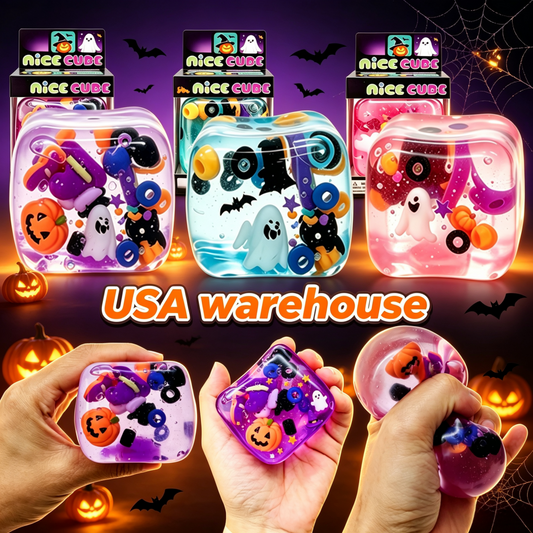 60Pack 5.5cm NeeDoh Style Halloween Nice Ice Cube Squishy Fidget Toys Slow Rising Sensory Squeeze Toy for Kids Adults-CNLCA
