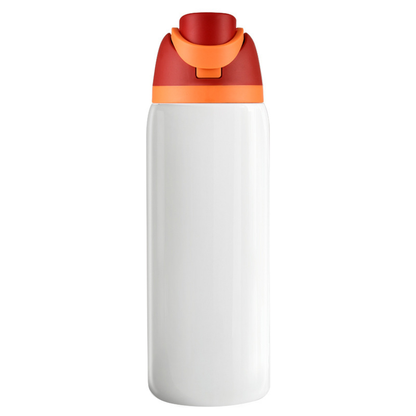 16oz/19oz/24oz/32oz Flip Straw Lid White Sublimation Stainless Steel Sports Owala Style Water Bottle-CNLCA