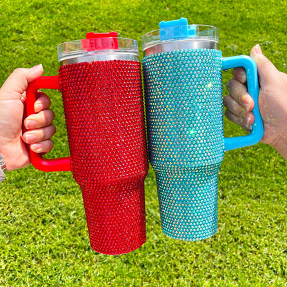 40oz Solid Color Rhinestone Bling Tumbler -USLCA