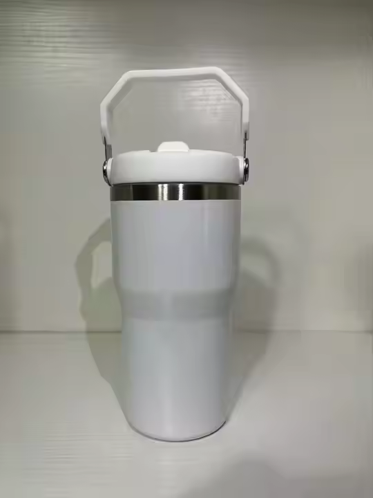 20oz Kids White Blank Sublimation Flip Straw Tumbler Water Bottle with Color Handle-CNLCA