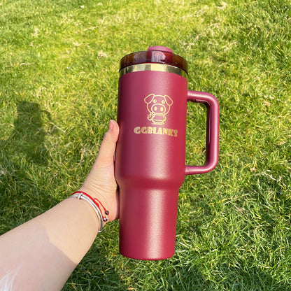 40oz H2.0 Wine Red Color Powder Coated Gold Plated Underneath Tumbler For Laser Engraved-CNLCA