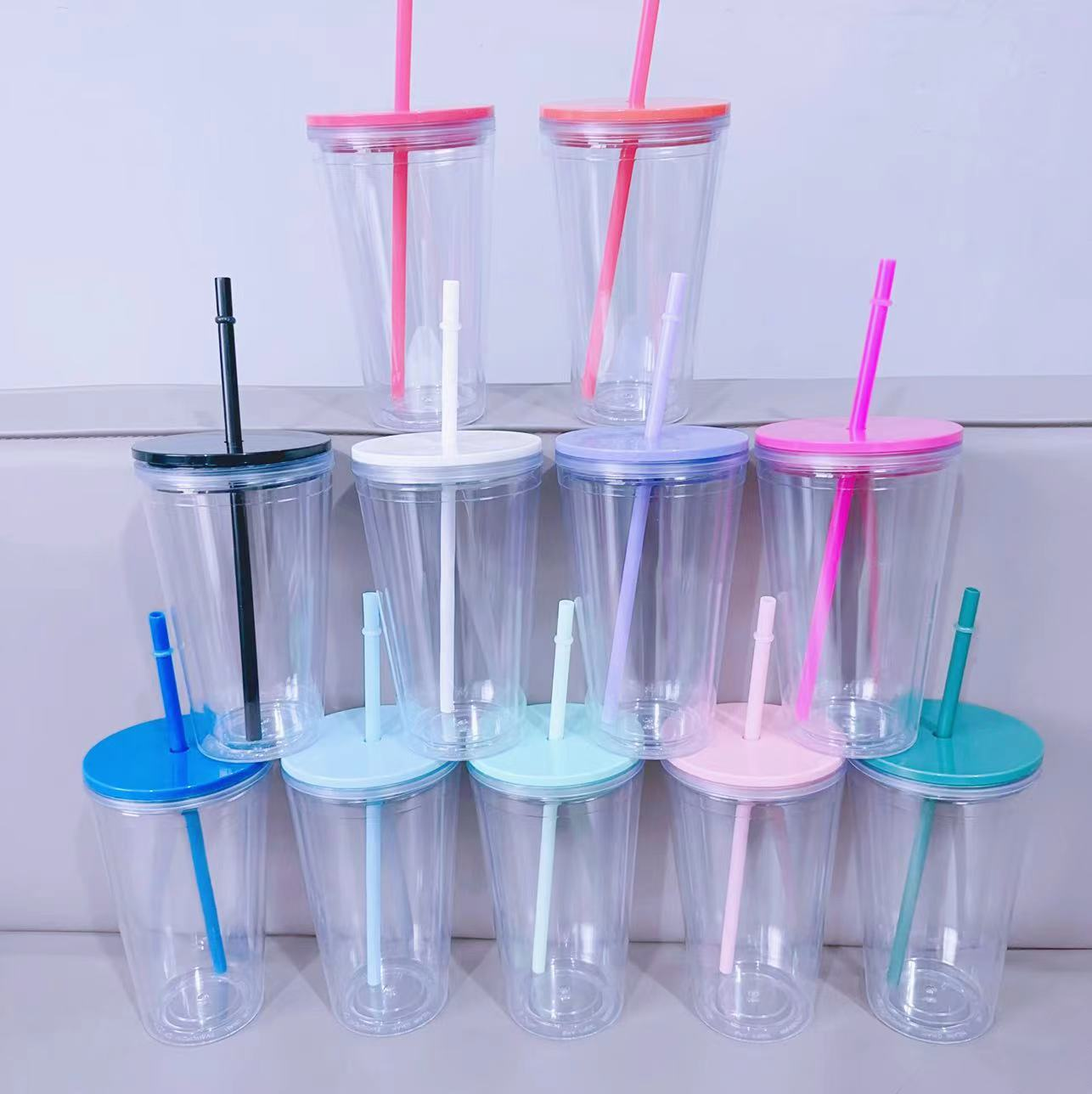 16oz Double Wall Snow Globe Tapered Plastic Cup Tumbler with Pre-drilled Hole and Plug Color Lid-CNLCA