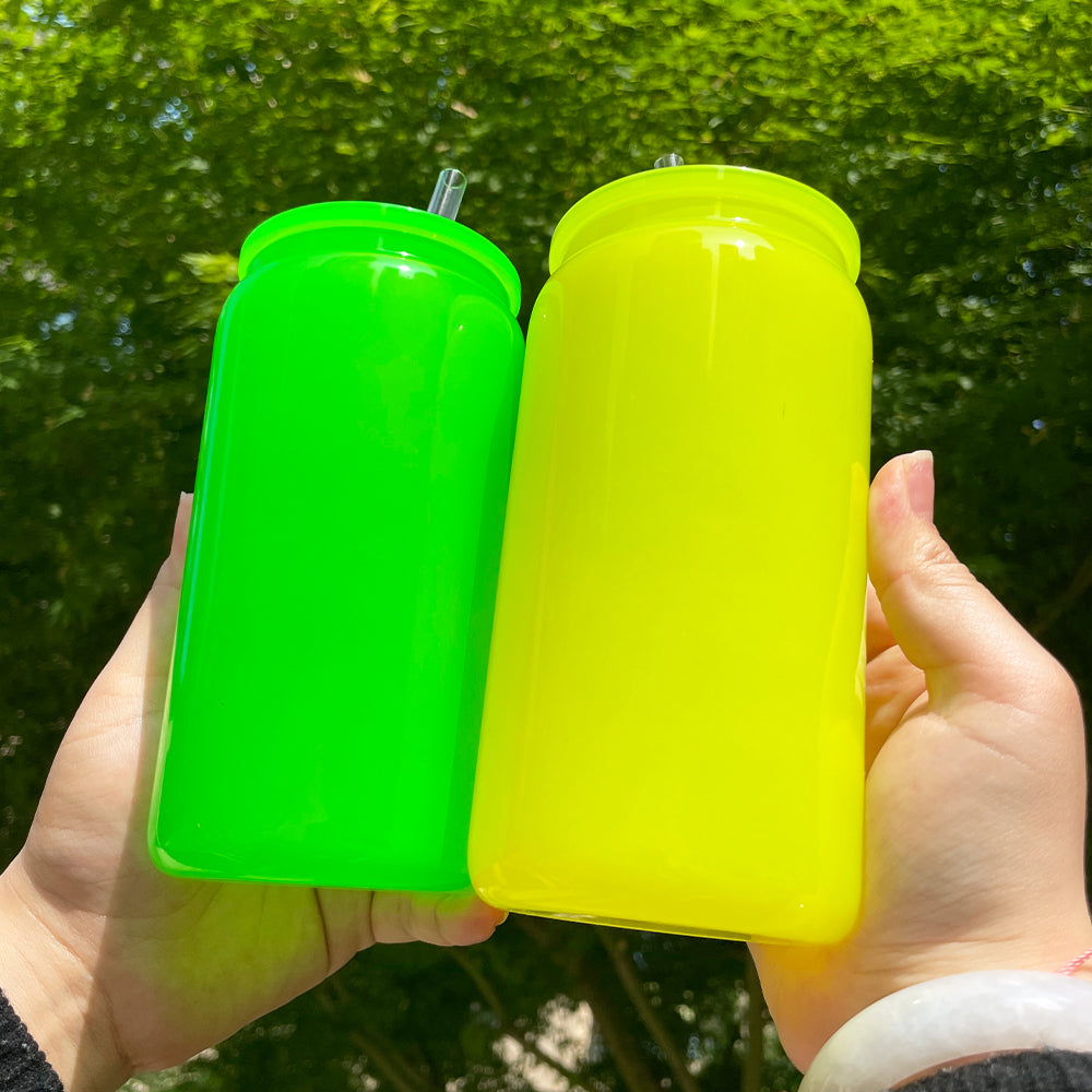 16oz Neon Colored Glass Can For Sublimation &UV DTF wraps-CNLCA