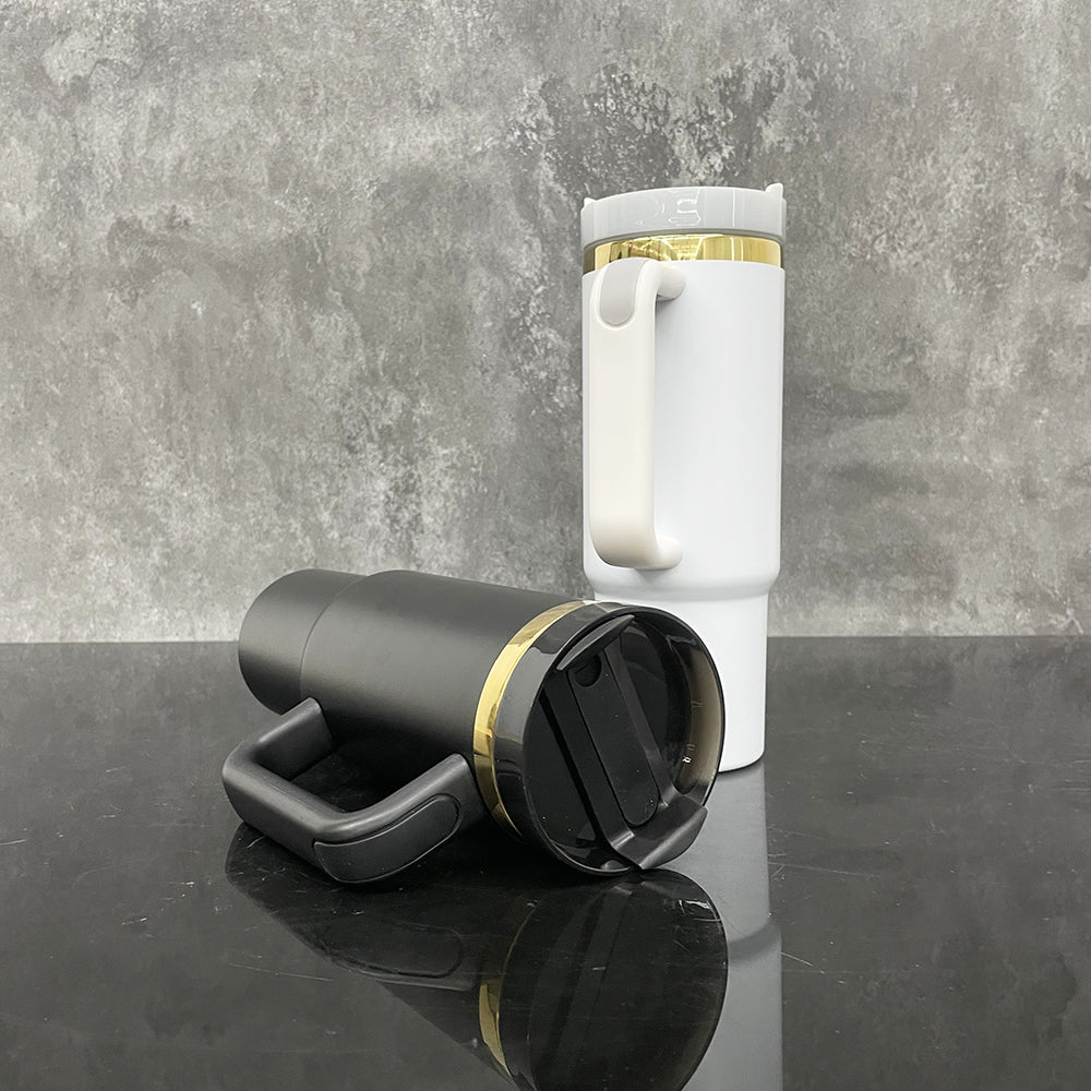 30oz Mirror Gold Plated Underneath Powder Coated H2.0 Quencher Tumblers For Laser Engraving -CNLCA