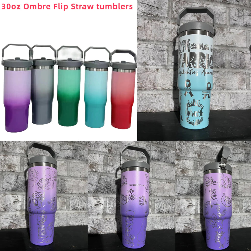 30oz Stanley Style Matte Macaron Colors Flip Straw School Tumblers 25pcs-CNLCA