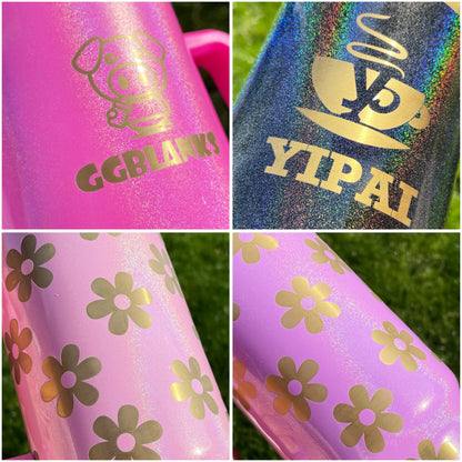 40oz H2.0 Shimmer Glitter Gold Underneath Plated Sublimation Quencher Tumbler For Sublimation/Laser Engraving -CNLCA