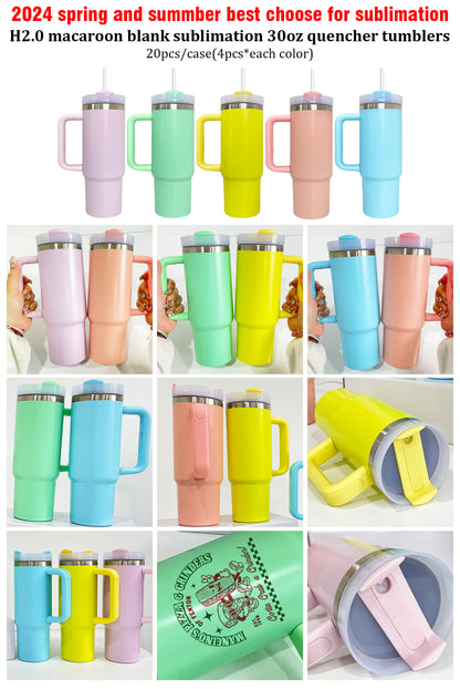 H2.0 30oz Macaron Blank Subliamtion 30oz Quencher Tumblers With Handle 20pc/case-CNLCA