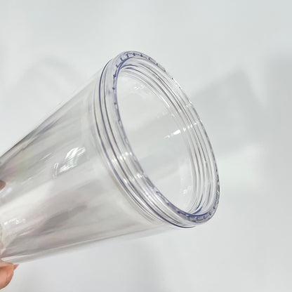 24oz Double Wall Snow Globe Boba Plastic Acrylic Tapered Cup Tumbler with Predrilled Hole-CNLCA