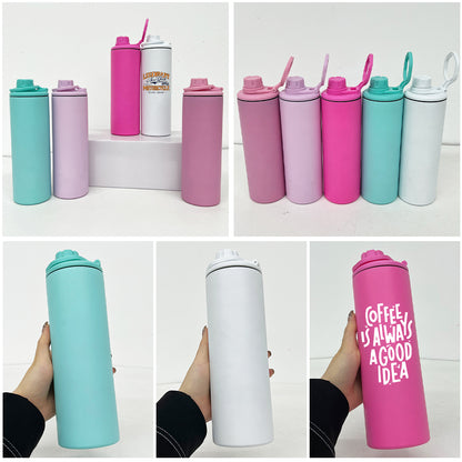 20oz Macaron Blank Sublimation Straight Tumbler Sport Water Bottle with Two Lids-CNLCA
