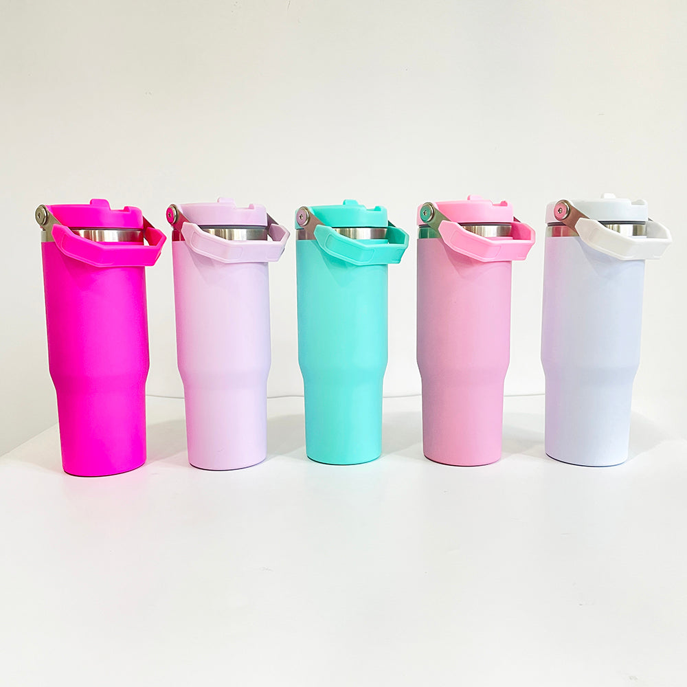 30oz Stanley Style Matte Macaron Colors Flip Straw School Tumblers 25pcs-CNLCA