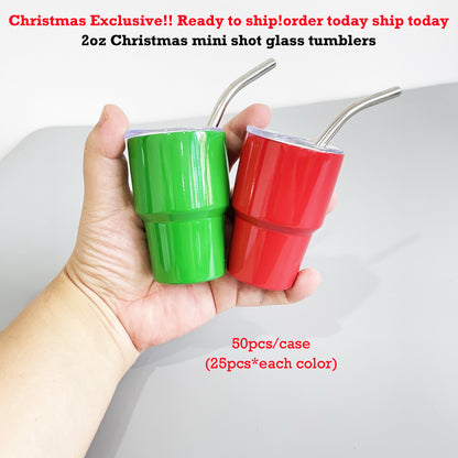 Christmas Mini 2oz Tumblers Wine Shot glasses For Blank Sublimation -USLCA