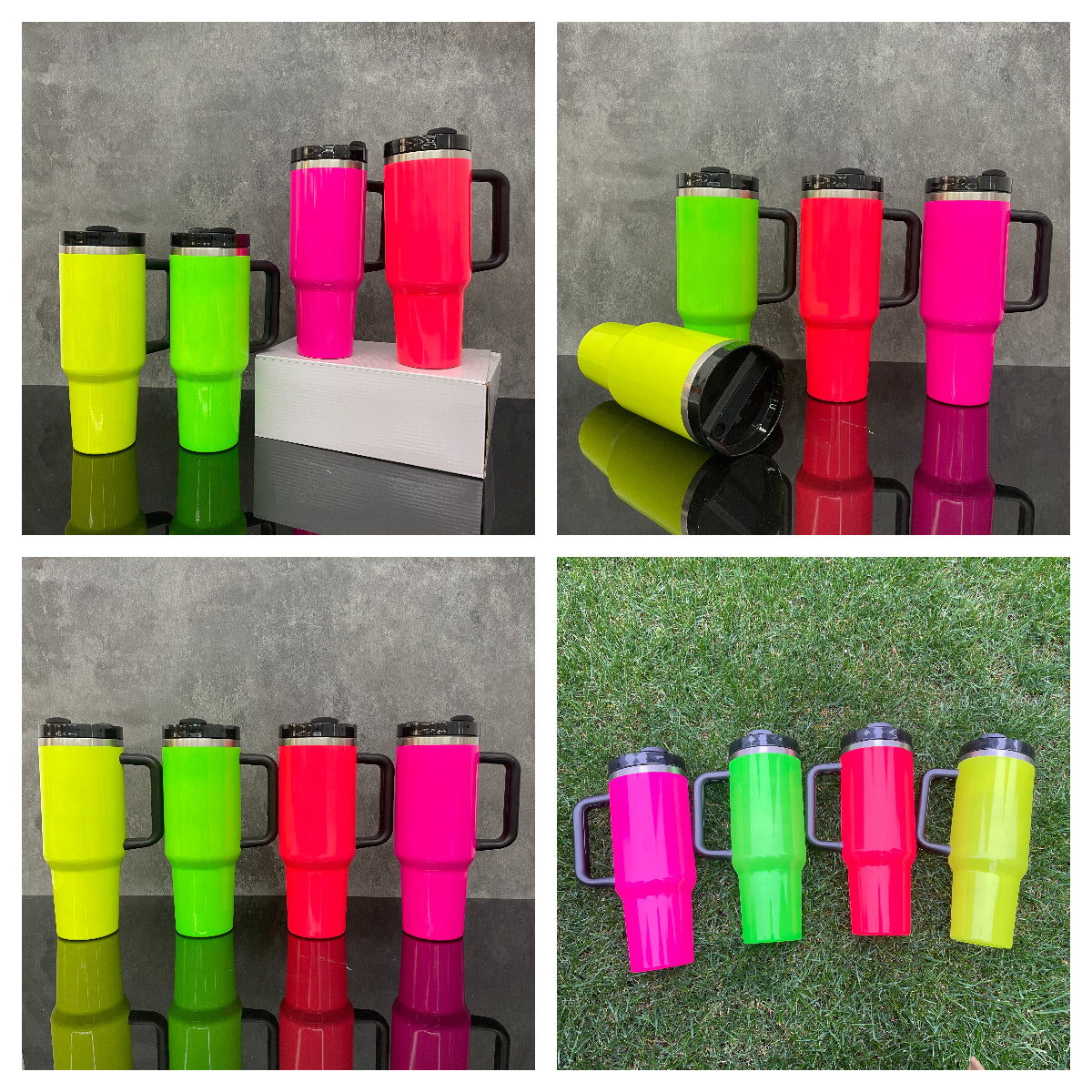 30oz 40oz H2.0 Neon Colors Blank Sublimation Silver Underneath Quencher Tumbler-CNLCA