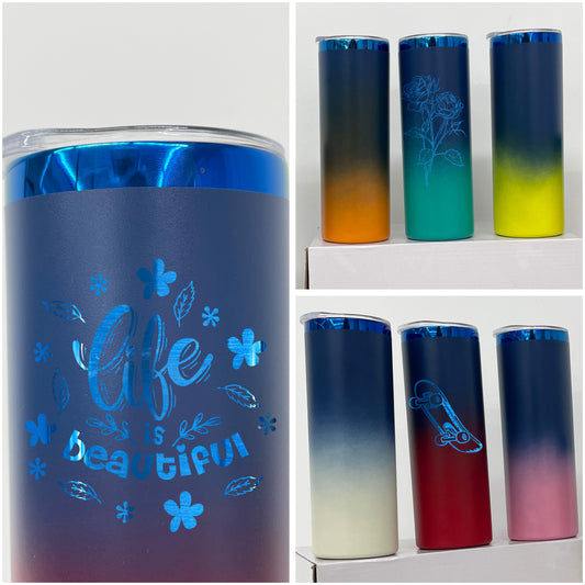 20oz Ombre Colors Blue Plated Undernetah Skinny Straight Tumbler For Laser Engrave-CNLCA