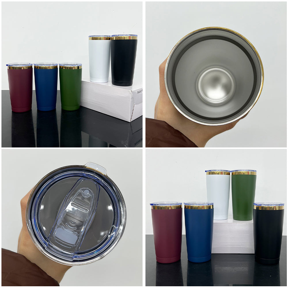 20oz Dark Color Gold Plated Powder Coated Yeti Style Car Coffee Tumbler for Laser Engraved-CNLCA