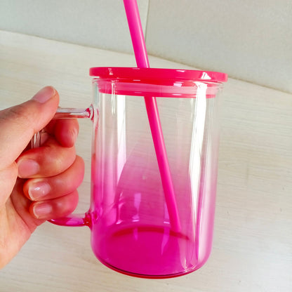 17oz Sublimation Ombre Jelly Color Beer Glass Mug With Handle -CNLCA