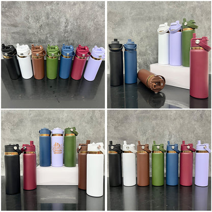 Outdoor Sports 20oz Mirror Copper Underneath Water Bottle wih 2 in 1 Muti-function Flip Top Lid for Laser Engraving-CNLCA