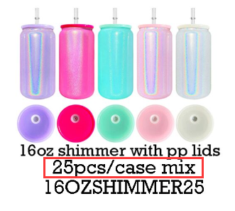 16oz Plastic Lid Shimmer Blank Sublimation Glass Can-16OZCHQB02-USLCA