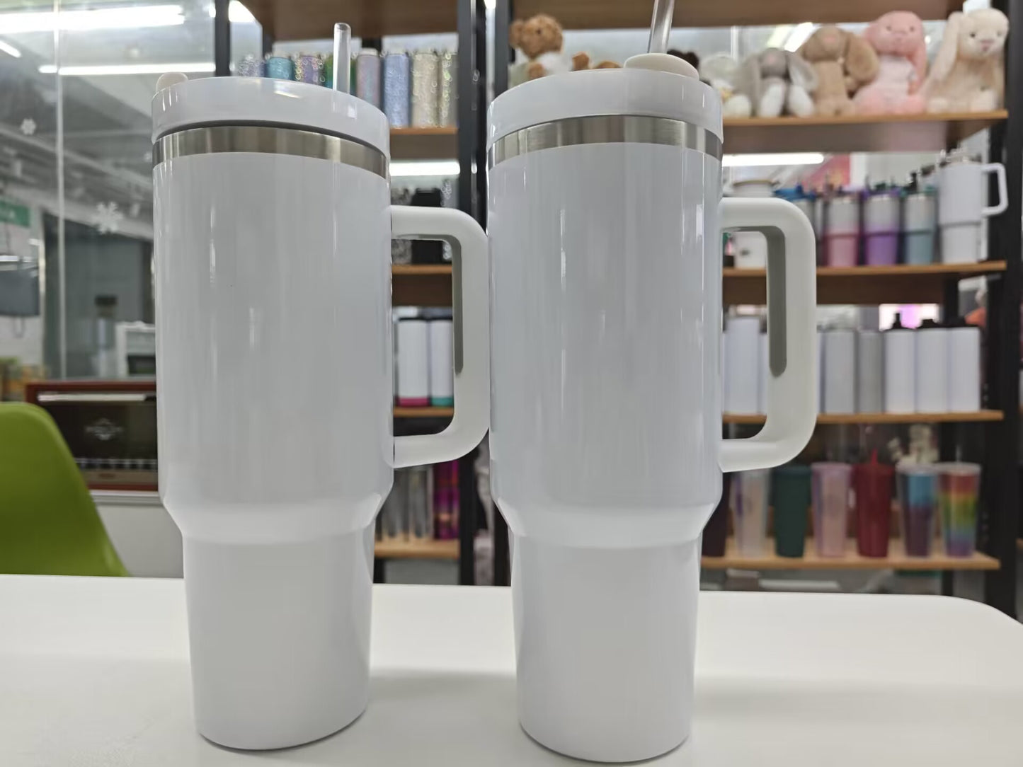 H1.0/H2.0 40oz Sublimation Blanks White Color Travel Mug With Handle 40BR02 -USLCA