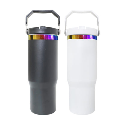 To Canada 30oz Rainbow Plated Flip Straw Tumblers for Laser Engraving-CNLCA