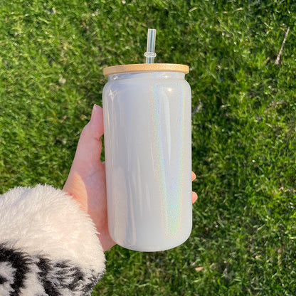 35Pack 20oz Bamboo Lid Blank Sublimation Shimmer Glitter Glass Can Tumbler-CNLCA