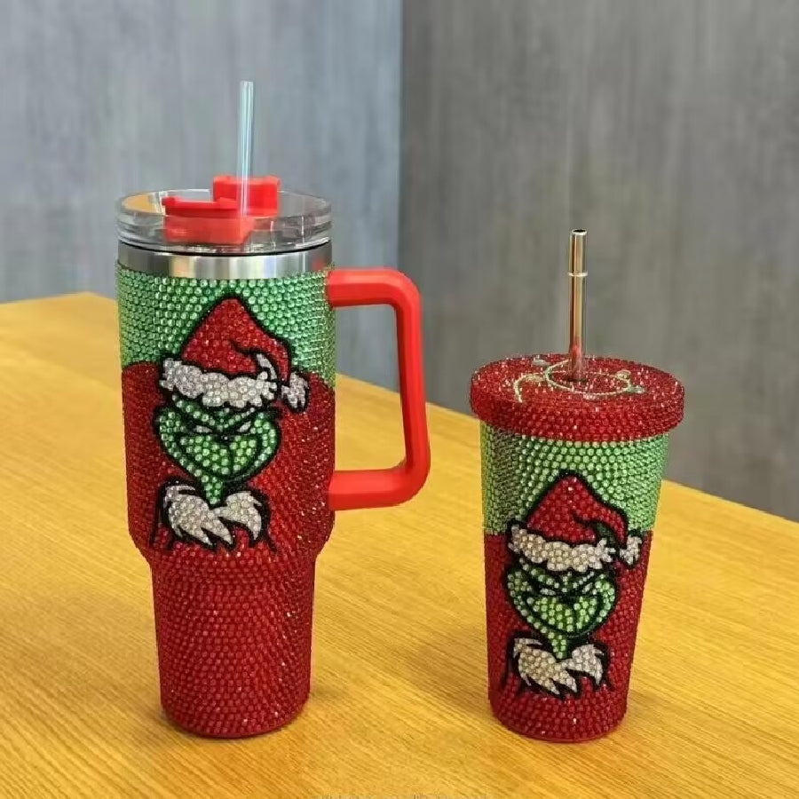 17oz 40oz Grinch Rhinestone Bling Stainless Steel Tumbler-CNLCA