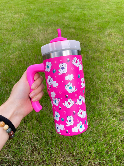 3D Cute Design Printed 20oz H2.0 Kids Tumbler Mug with Handle-CNLCA