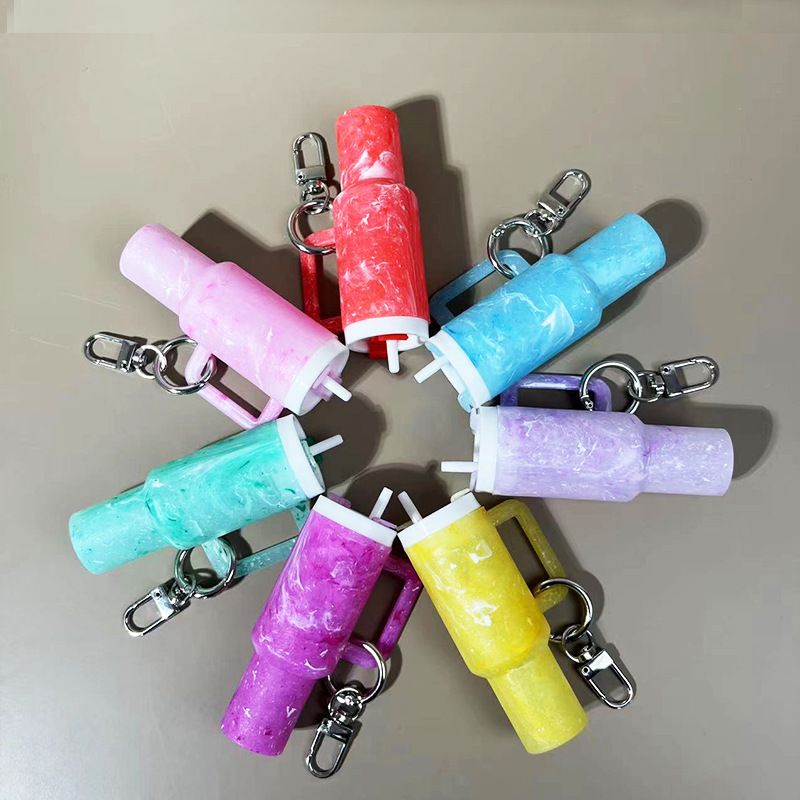 40oz Stanley Style Tumbler Shaped Tie-dyeing Keychain Tumbler Accessories Keyring-CNLCA