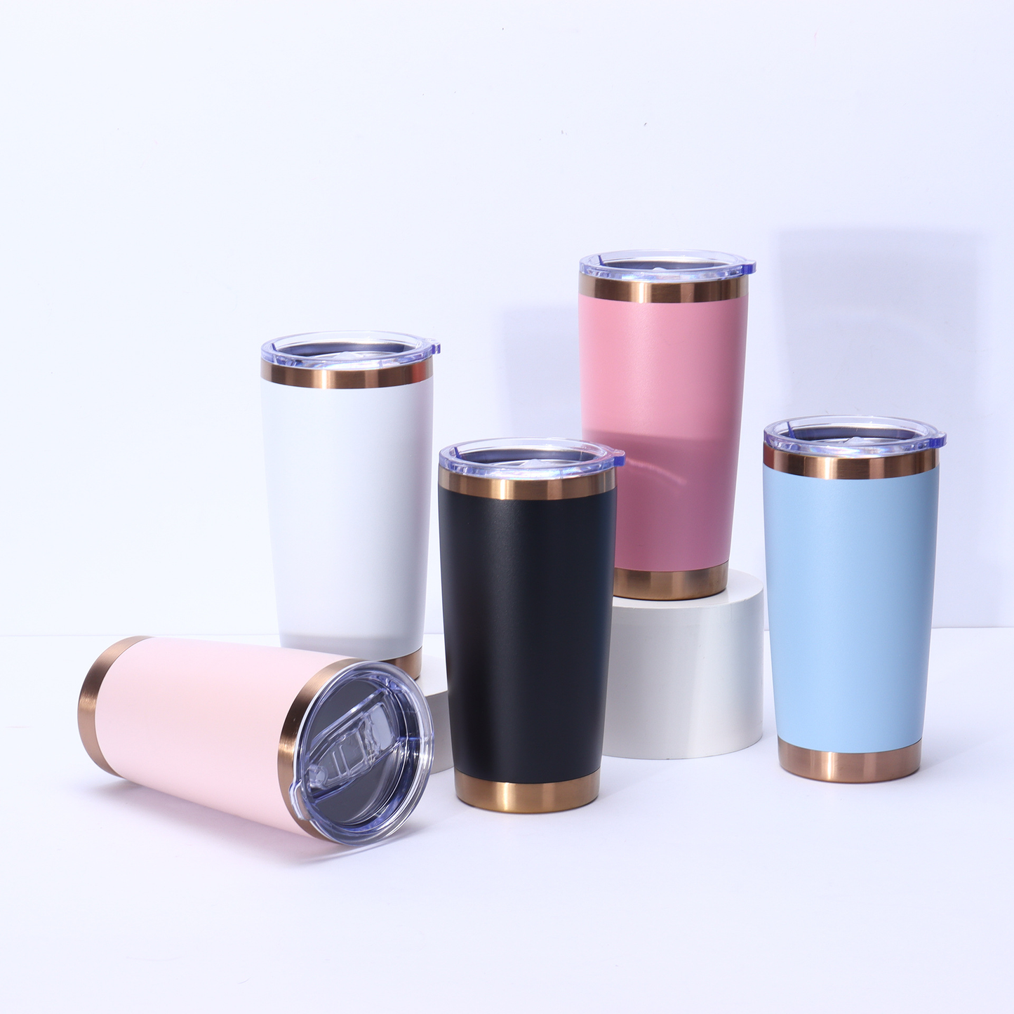 20oz YeTi Style Slide Lid Copper Plated Underneath Colorful Powder Coated Car Coffee Tumbler-CNLCA