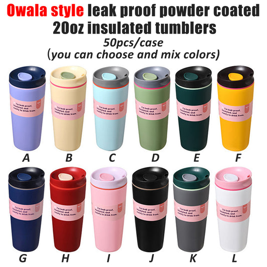 Powder Coated Leak Proof 20oz Owala Style Insulated Coffee Tumbler Mug For Laser Engraving-CNLCA