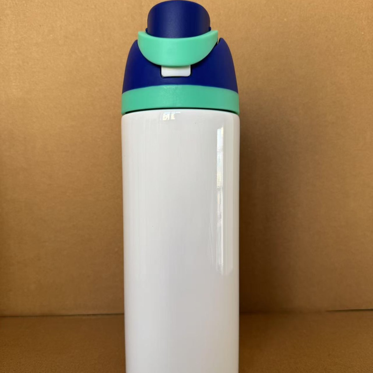 24oz White Sublimation Stainless Steel Sports Flip Straw Lid Owala Style Water Bottle-CNLCA
