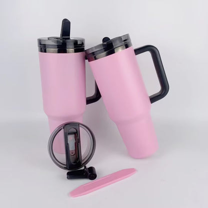 40oz H2.0 No Spill Leak Proof Lids Black Plated Underneath Messi Pink Colored Quencher Tumblers-CNLCA）